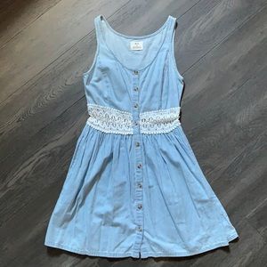Denim Dress with crochet detailing and pockets!!
